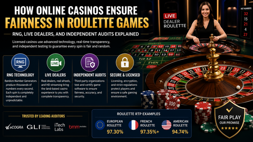 How Online Casinos Ensure Fairness in Roulette Games: RNG, Live Dealers, and Independent Audits Explained