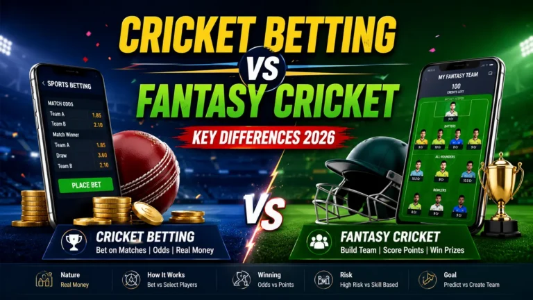 Cricket Betting vs Fantasy Cricket – 7 Key Differences Explained (2026)