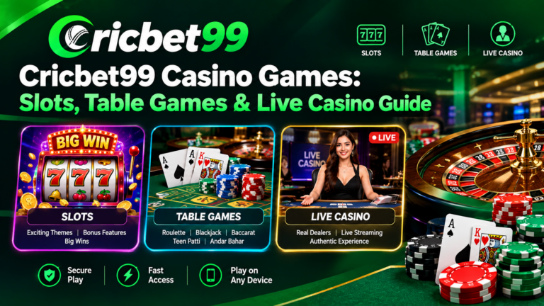 Cricbet99 Casino Games: Slots, Table Games & Live Casino Explained